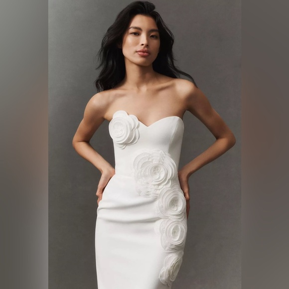 HELSI Kaia Floral Strapless White Dress M - Picture 6 of 12